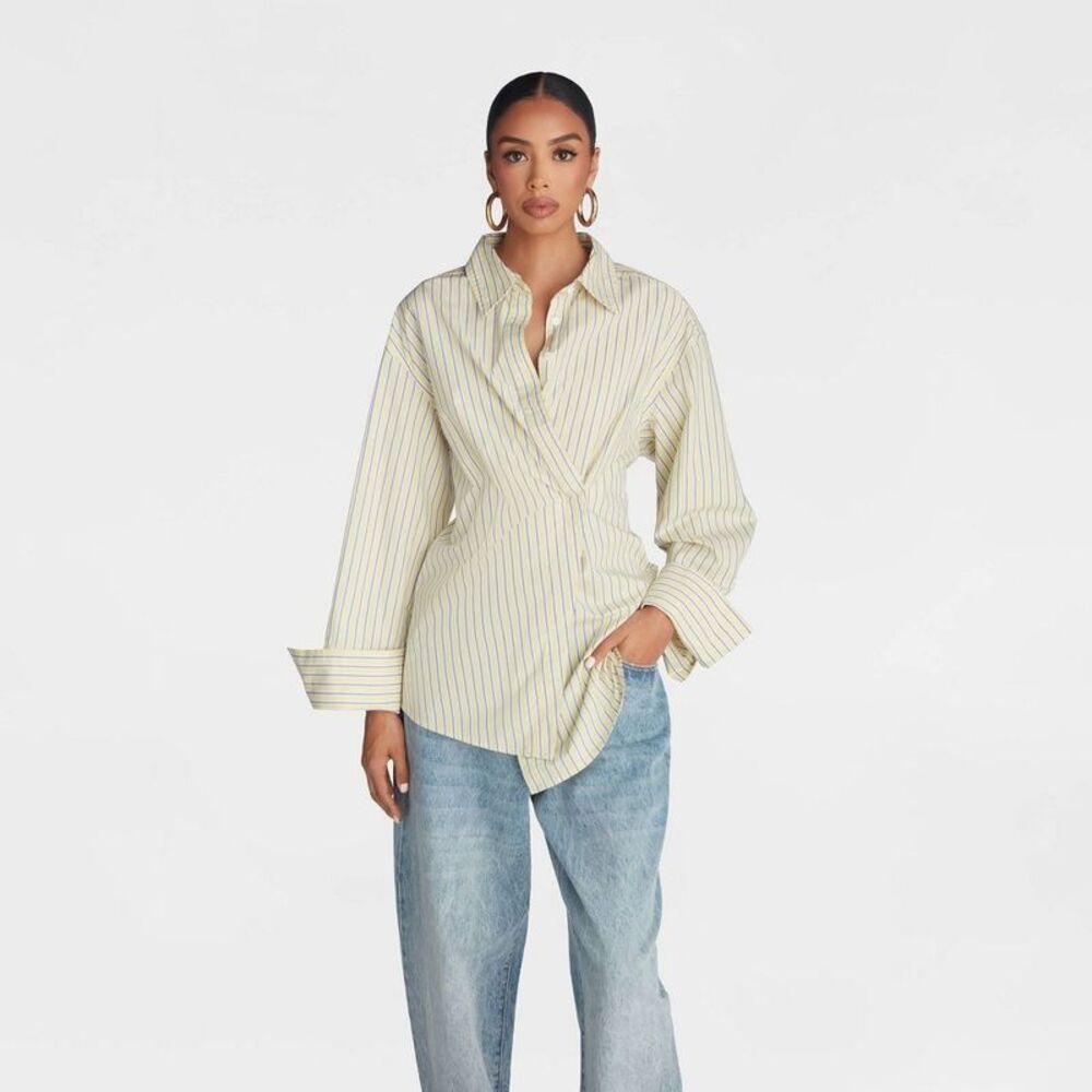 KBB by Kahlana -  Women's Long Sleeve Button-Down 'Th Yellow